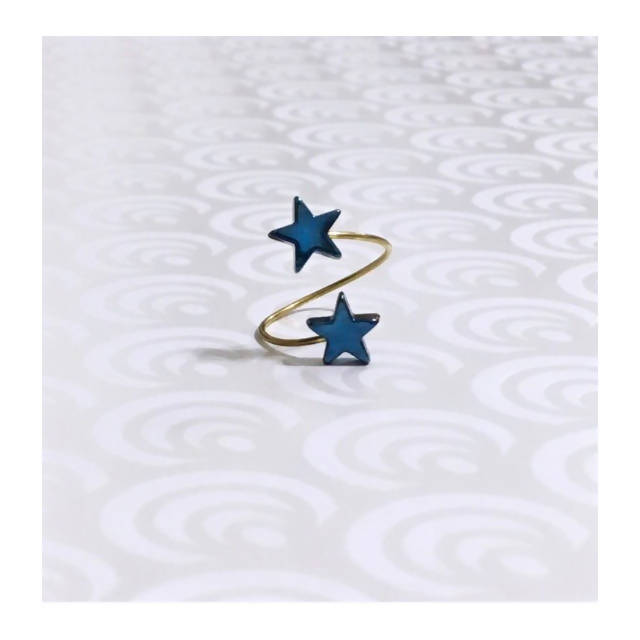 Loulicious Star Hematite Blue Ring