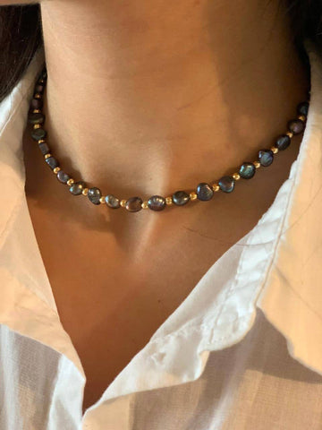 Grey freshwater pearl choker