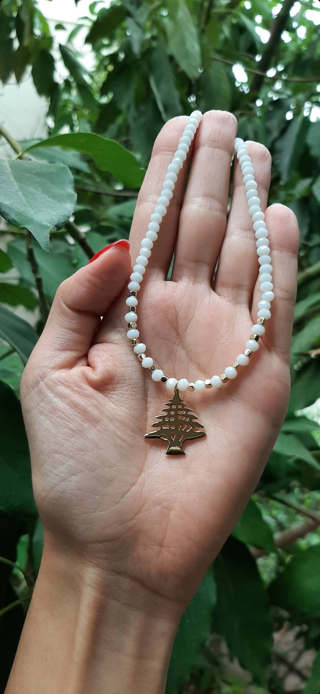 white gold-plated cedar necklace !