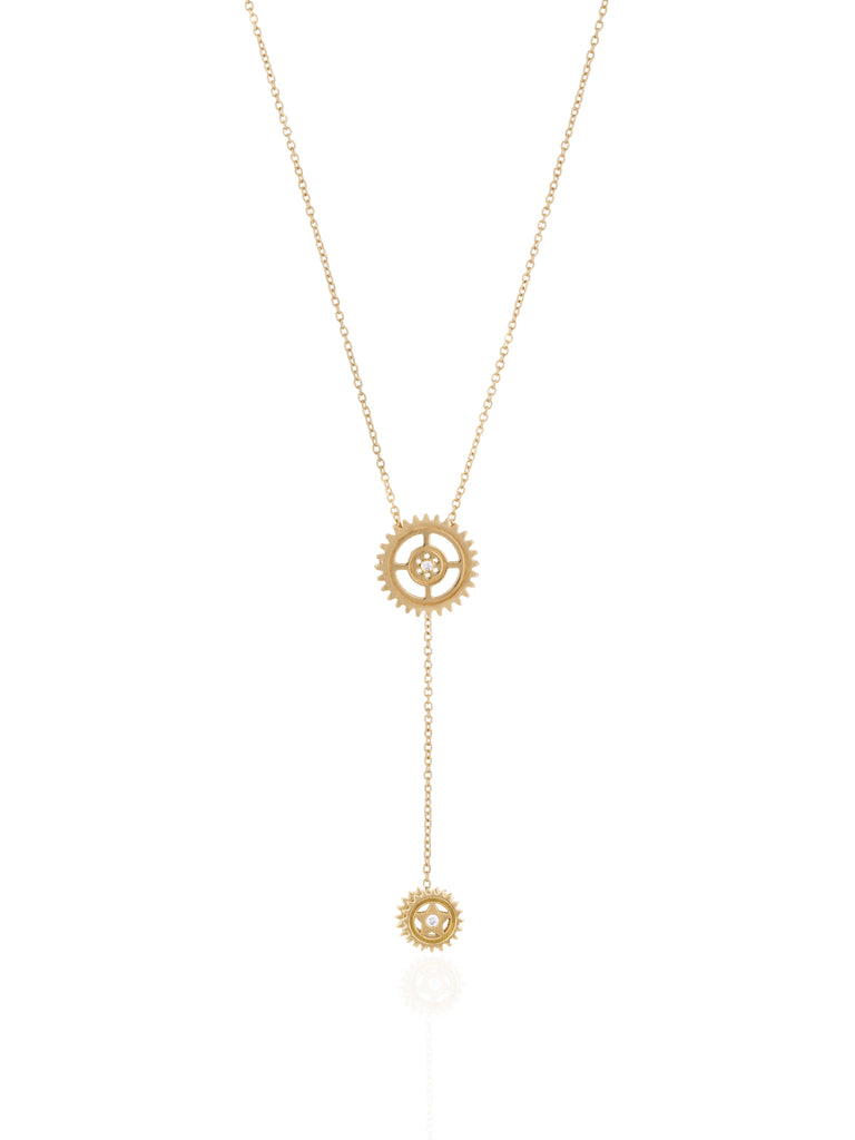 gold-adjustable-gear-necklace - By Delcy