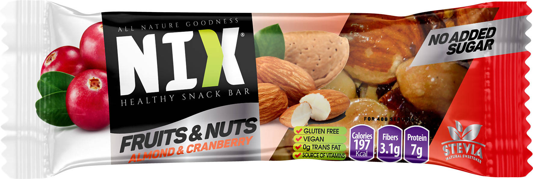 NIX F&N Almond & Cranberry Gluten Free vegan Ste-via