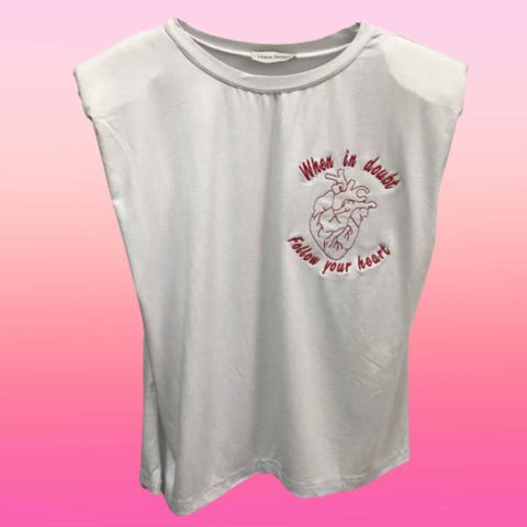Follow your heart. Embroidery T-shirt