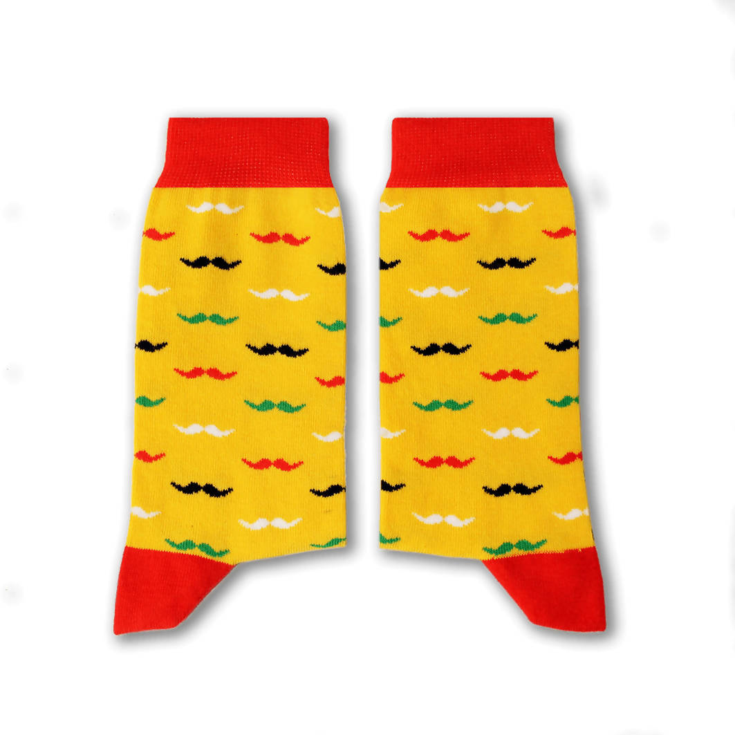 Moustache Socks (Yellow)