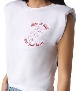 Follow your heart. Embroidery T-shirt