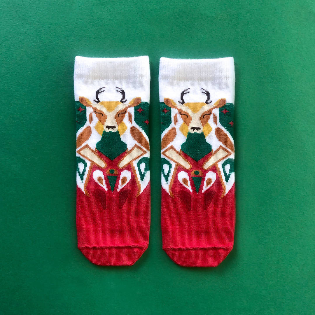 Reindeer Christmas kids socks