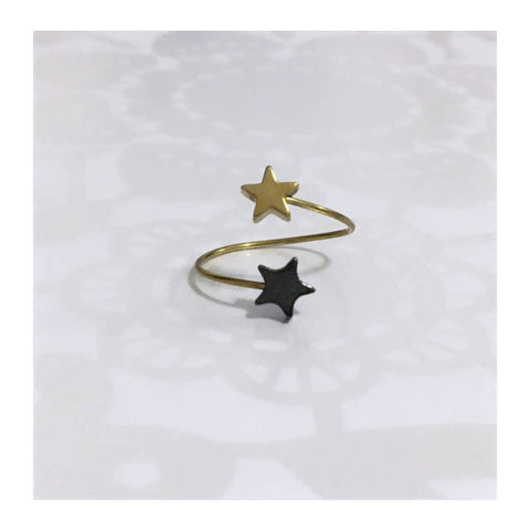 Loulicious Gold & Dark Silver Star Hematite Ring