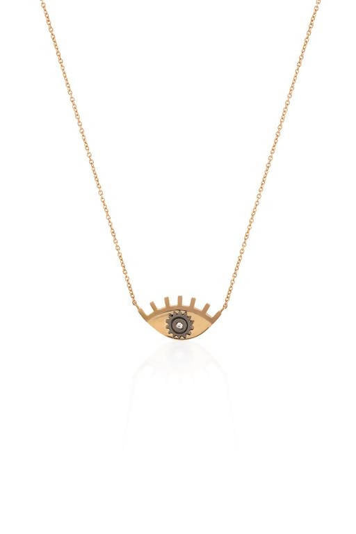 gold-small-eye-gear-necklace - By Delcy