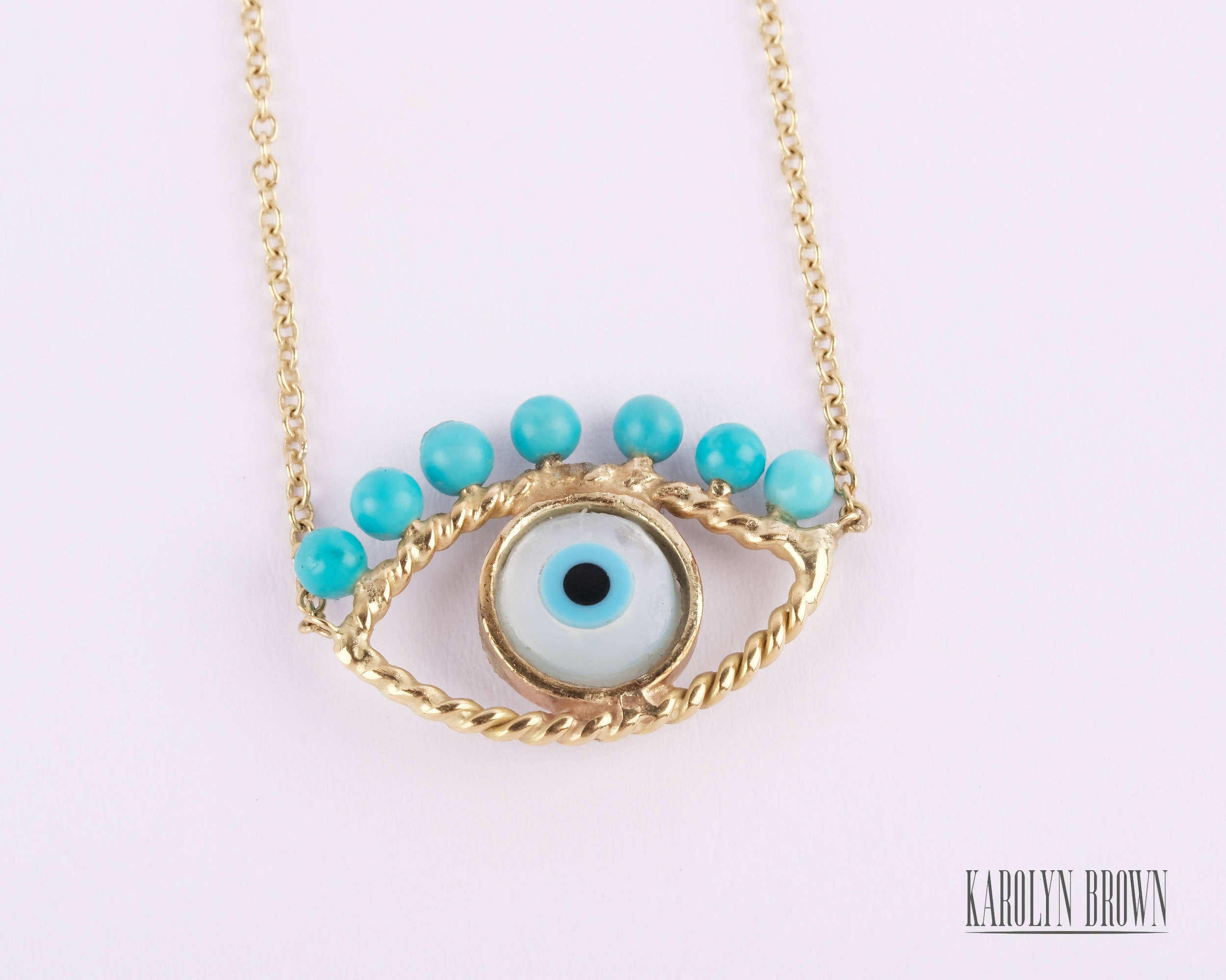 Aysha Gold Evil Eye - Karolyn Brown Jewelry