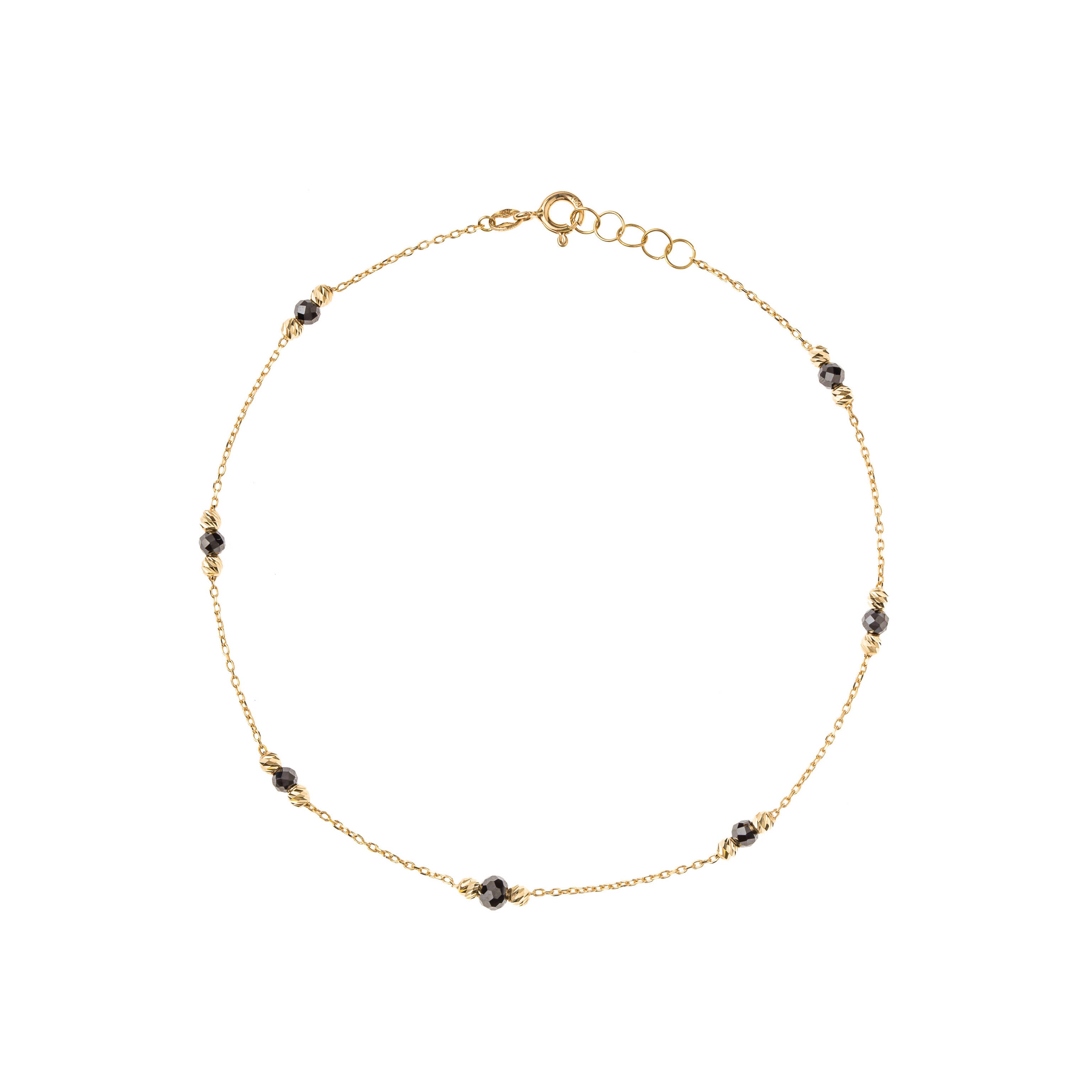 18K Gold Onyx Black Beads Anklet - Garo Boyadjian
