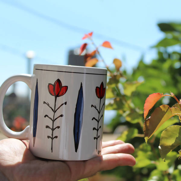 shaffe Lebanese mugs - bleu and red