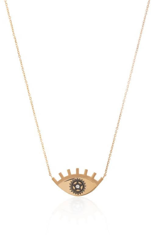 gold-large-eye-gear-necklace - By Delcy