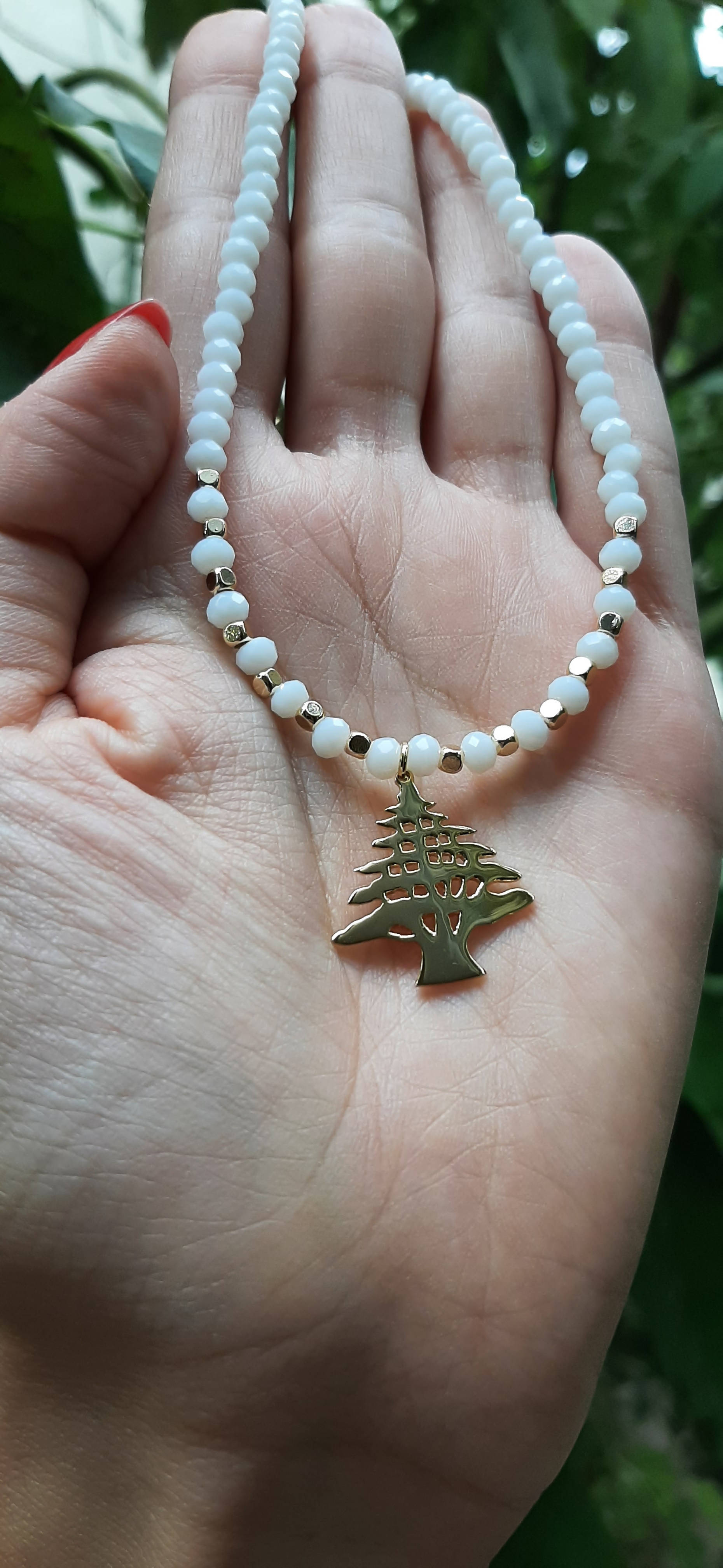 white gold-plated cedar necklace !