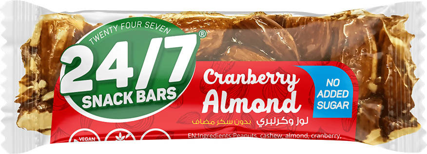 24/7 Cranberry Almond No Added Sugar gluten free vegan
