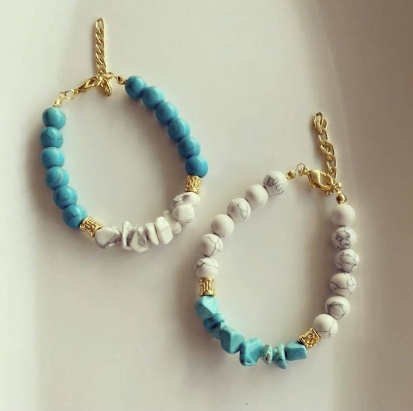Twin White and Turquoise Bracelets