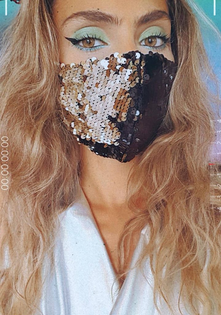 Versatile Black and Silver Sequin Face Mask