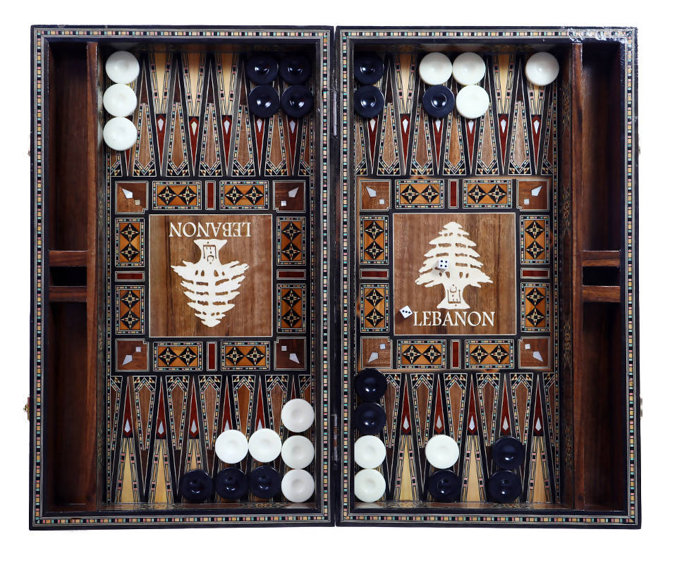 Backgammon SHESH YEK- Laminated Natural Mosaic Seashell