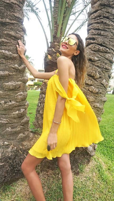 Yellow Pop Short Dress - PALMAIA
