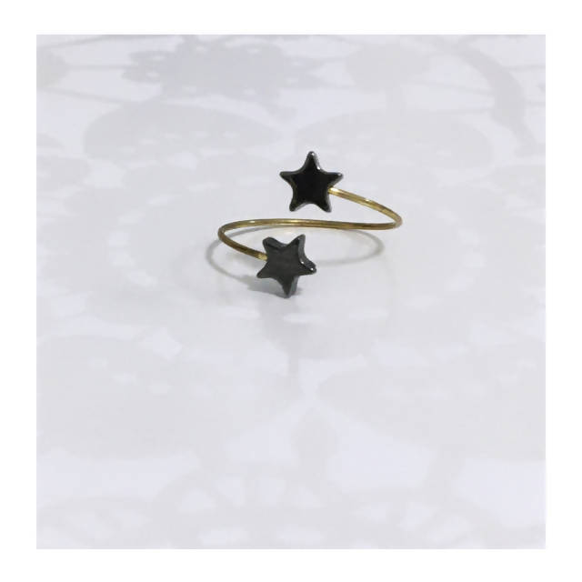 Loulicious Dark Silver Star Hematite Ring