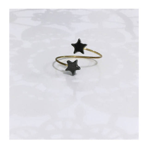 Loulicious Dark Silver Star Hematite Ring