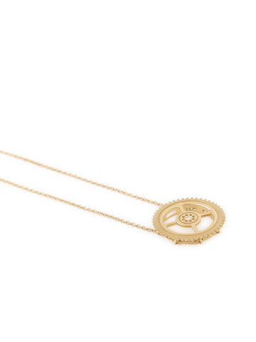 gold-uno-large-gear-necklace - By Delcy