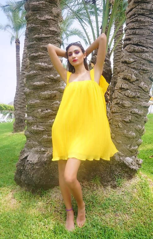Yellow Pop Short Dress - PALMAIA
